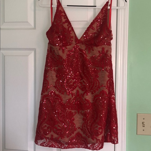 free people red sequin dress